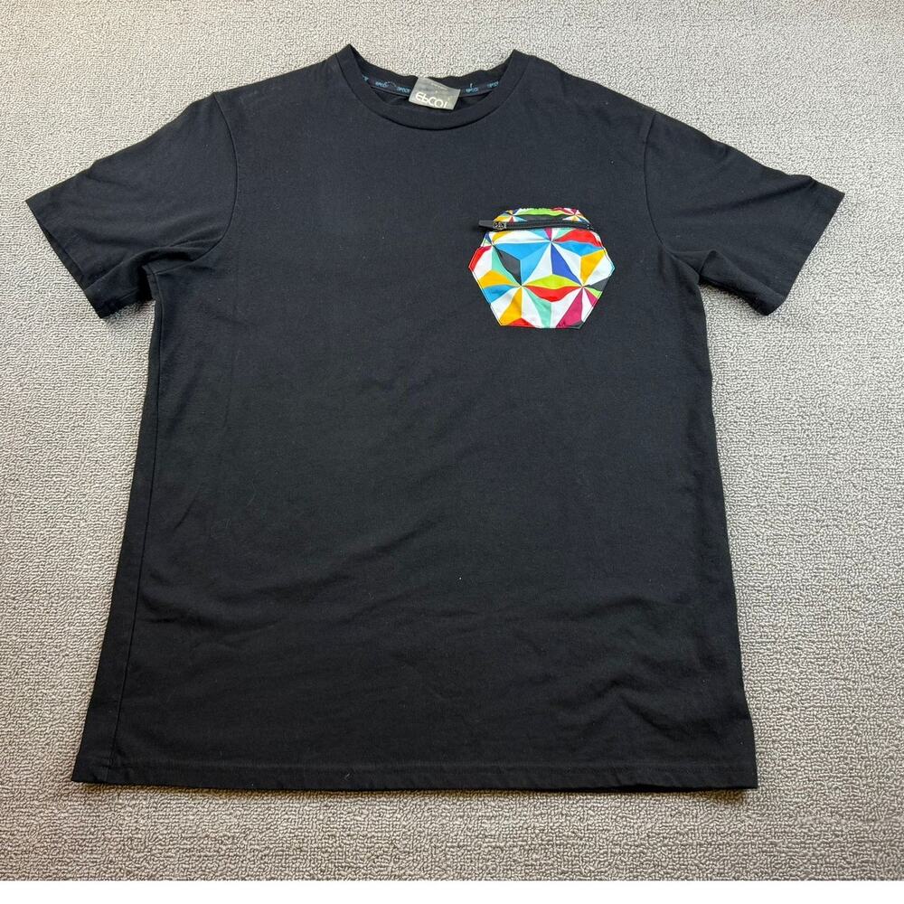 Disney‎ Parks Epcot T-Shirt Men S Black Spaceship Earth Zipper Pocket Florida